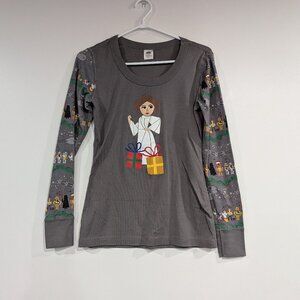 Hanna Andersson Star Wars Princess Leia Christmas Pajama Top Grey Size Small